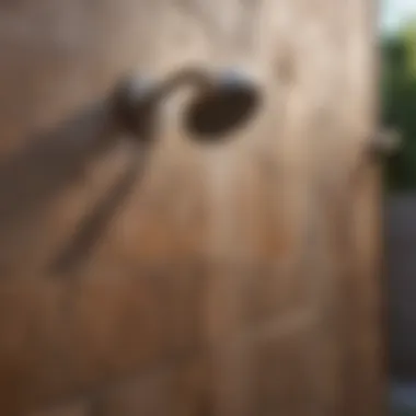 Close-up of high-quality materials used for building an outdoor shower