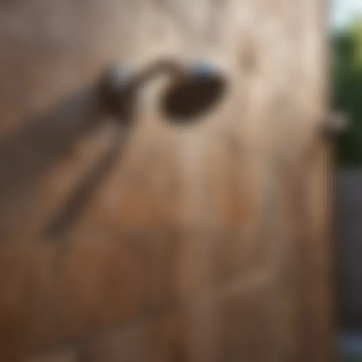 Close-up of high-quality materials used for building an outdoor shower