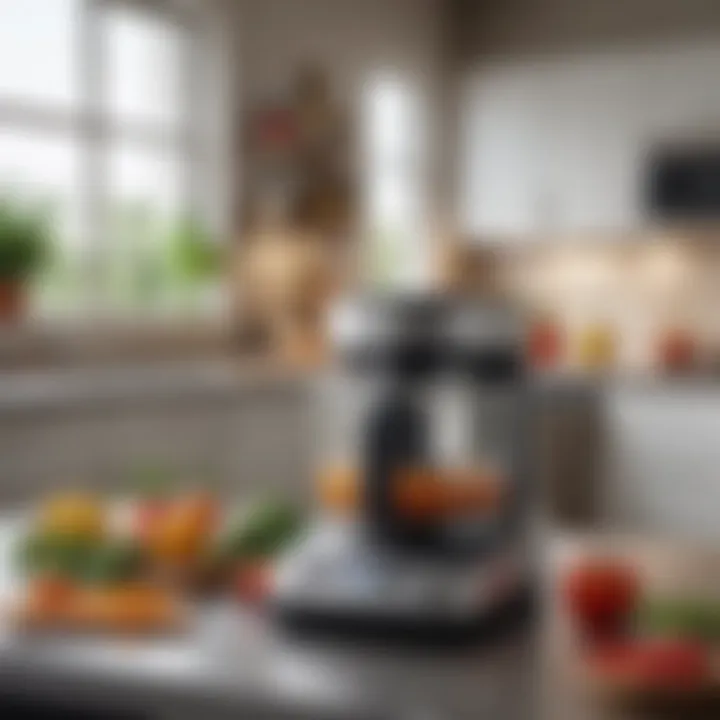 User enjoying the convenience of a GE food processor in a modern kitchen