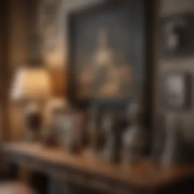 Personal Artifacts Display A collection of personal artifacts artistically displayed, adding character to the bedroom.