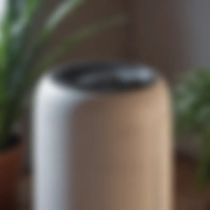 Close-up of an air purifier in action