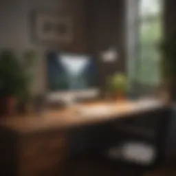 Elegant desk design with concealed monitor