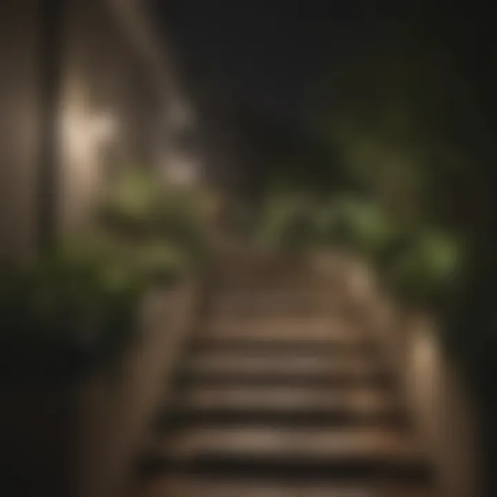 Well-designed pathway lighting at the top of stairs