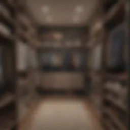 A beautifully designed custom closet featuring organized compartments.