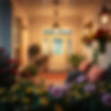  A cozy front porch with plants and lighting