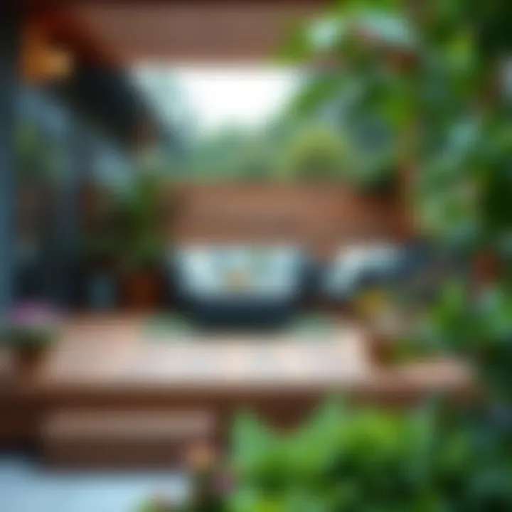 Finished deck with aesthetic landscaping