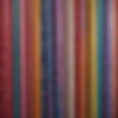 A vibrant selection of plastic shower curtains displaying various patterns