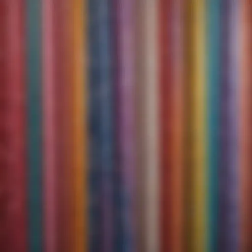 A vibrant selection of plastic shower curtains displaying various patterns