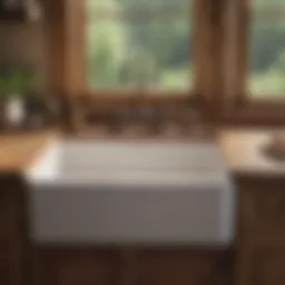 Rustic farmhouse sink with vintage faucet