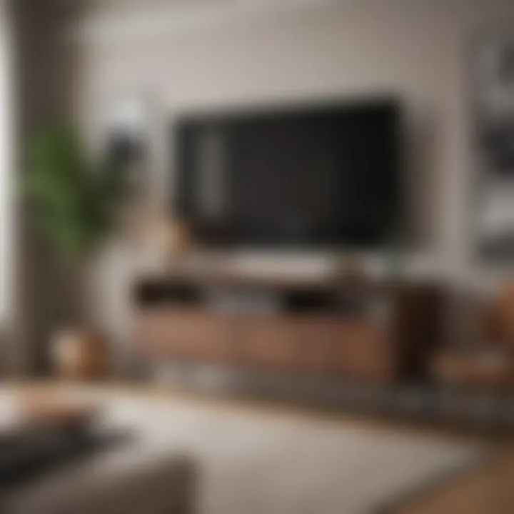 Cozy living room showcasing a TV stand integrated into the design