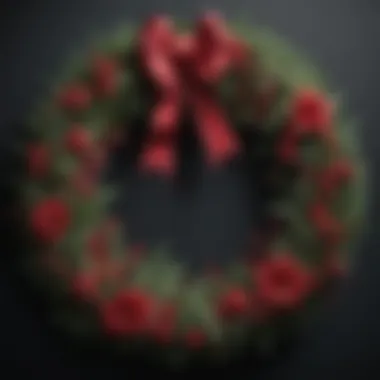 A beautifully arranged wreath showcasing intricate ribbon patterns