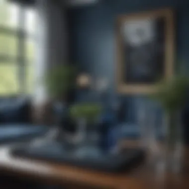 Elegant color palette featuring deep blues and grays