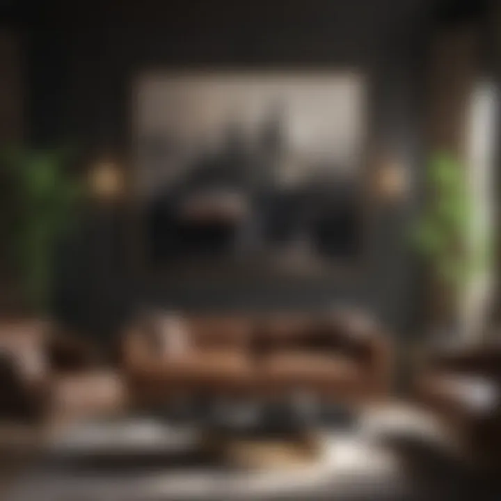 Sophisticated decor elements including artwork and sculptures