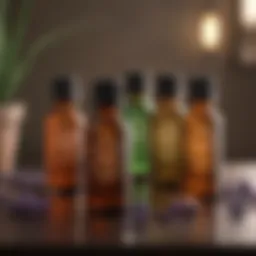 A collection of essential oils in decorative bottles