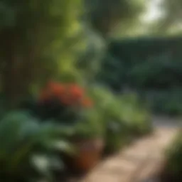 Lush garden with diverse plant species