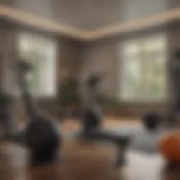 Interior view of a stylish home gym with various equipment