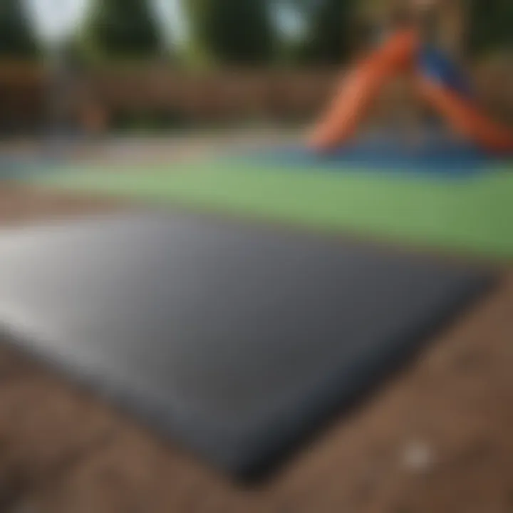 Safety mats installed under playground equipment for child safety