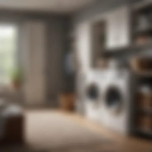 Elegant laundry room with organized storage solutions and stylish decor