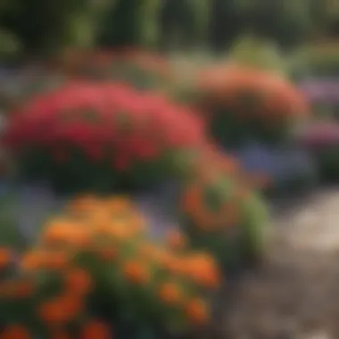 Vibrant mixed flower bed with seasonal blooms