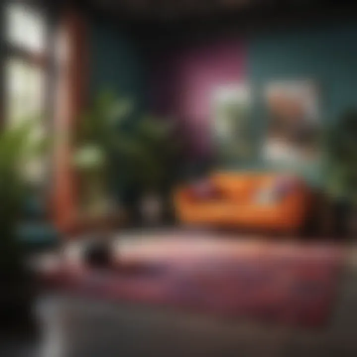 Colorful and vibrant decor in a compact studio