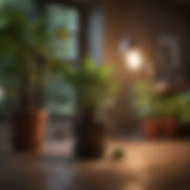 Indoor Gardening with Avocado Plant Indoor gardening setup with avocado plant and ambient lighting