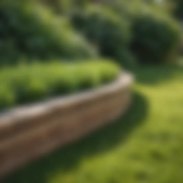 Charming wooden border outlining a lush green lawn