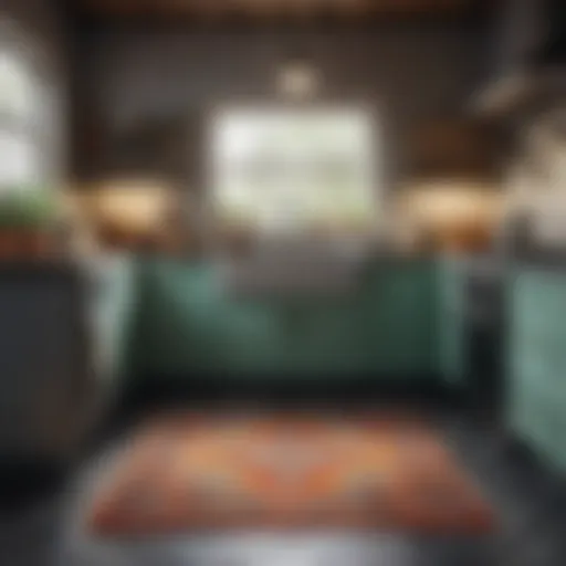 Colorful decorative kitchen rug enhancing interior design