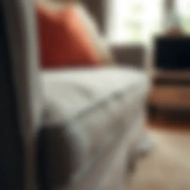 Close-up of fabric and finish on Denver trundle sleeper sofa