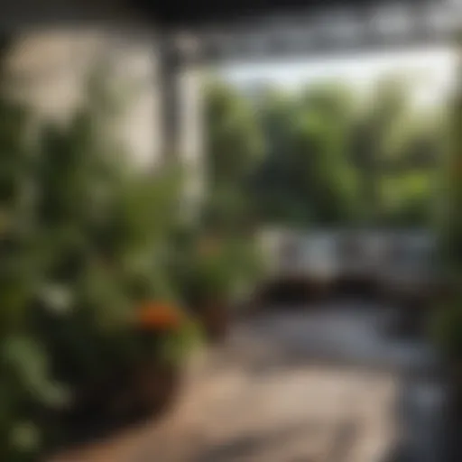 Lush terrace garden with diverse plant life