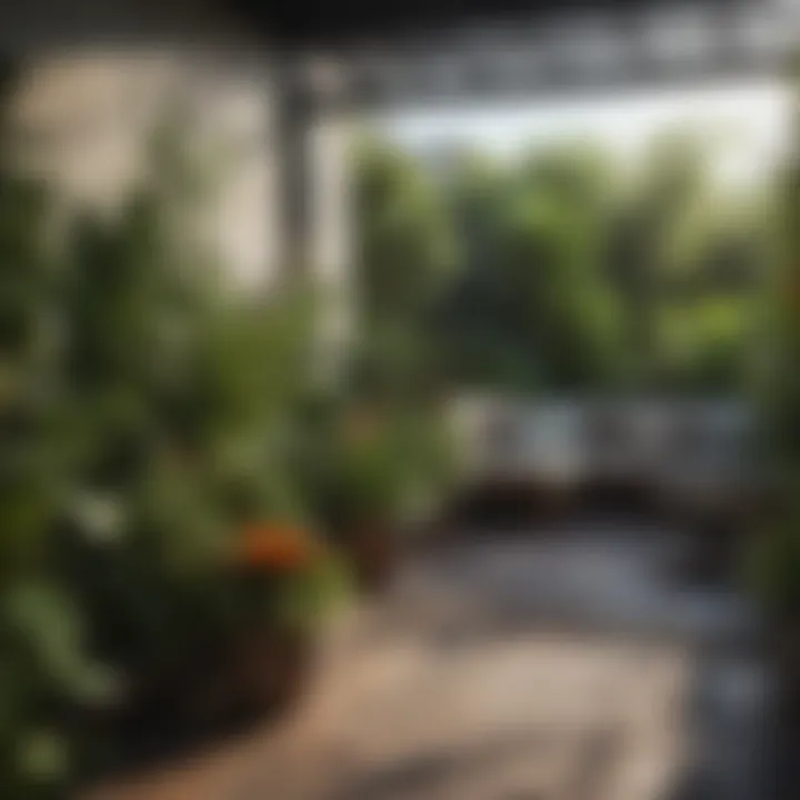 Lush terrace garden with diverse plant life