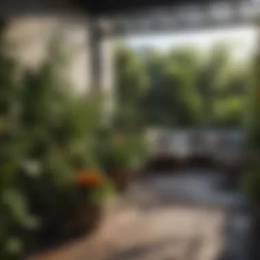 Diverse Plant Life in a Terrace Garden Lush terrace garden with diverse plant life