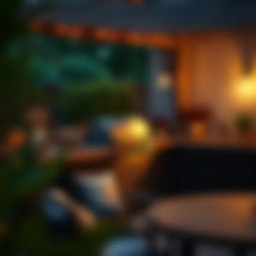 Elegant summer kitchen grill setup with ambient lighting