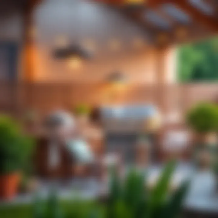 Inviting outdoor layout featuring a summer kitchen grill
