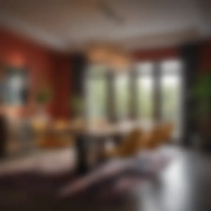 Contemporary dining room with vibrant color accents