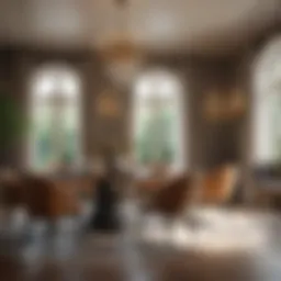 Elegant dining room setup with modern furnishings