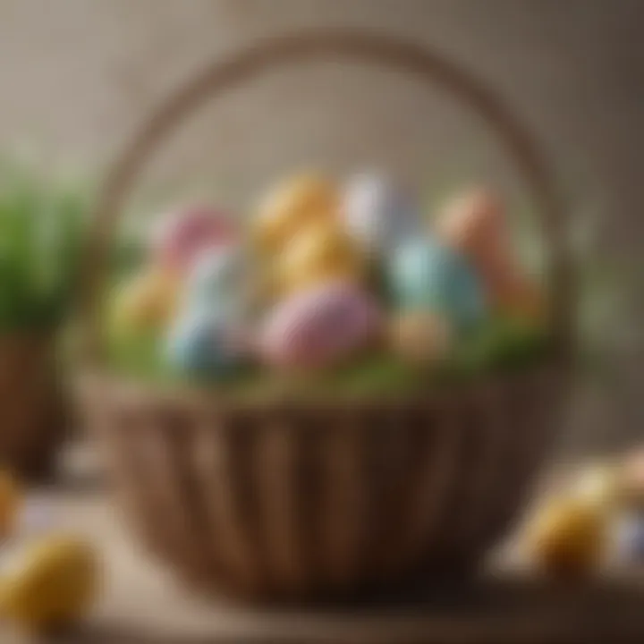 A creative display of personalized Easter baskets featuring unique designs and colors.