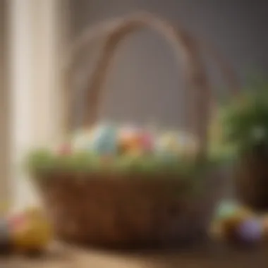 Sustainable wrapping materials showcased alongside a beautifully decorated Easter basket.