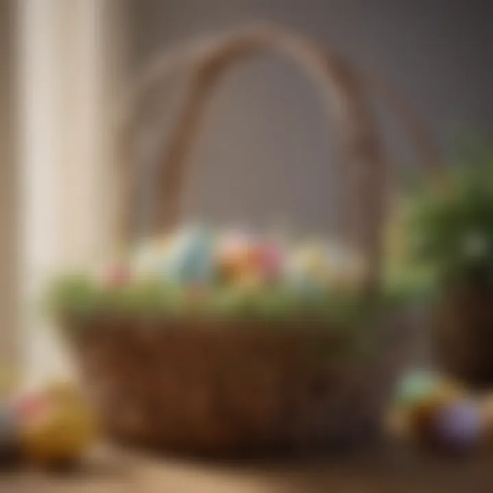 Sustainable wrapping materials showcased alongside a beautifully decorated Easter basket.