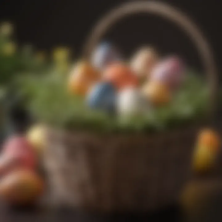 A collection of various wrapping techniques for Easter baskets illustrated through artistic flair.