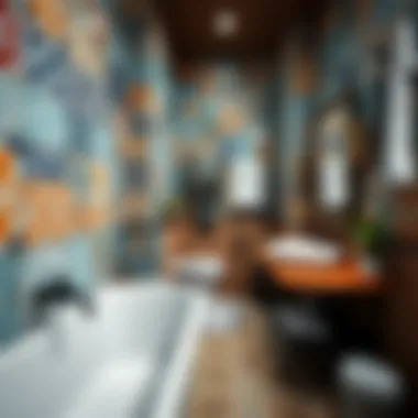 Vibrant Tile Patterns in an Eclectic Bathroom Eclectic bathroom design featuring vibrant tiles