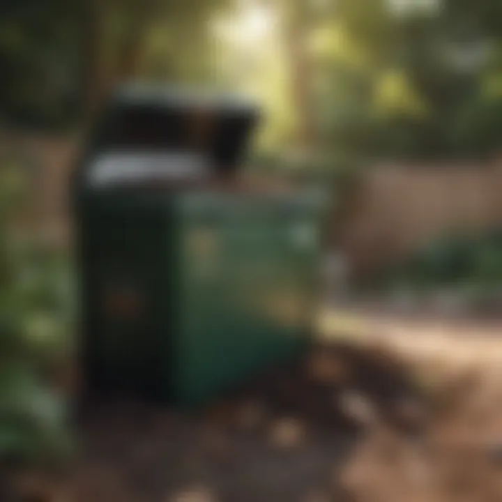 A compost bin in a backyard promoting waste management.