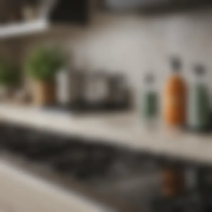 Eco-friendly cleaning agents displayed next to a smooth top stove