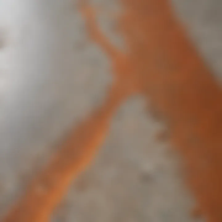 Close-up of rust stains on concrete surface