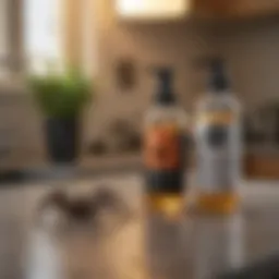 Natural spider repellent ingredients displayed on a kitchen counter