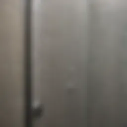 Close-up of a sparkling clean shower door reflecting light