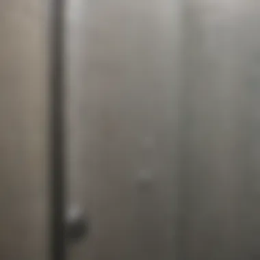 Close-up of a sparkling clean shower door reflecting light