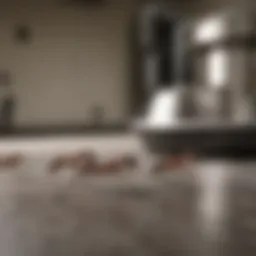 Close-up view of ants on a kitchen counter