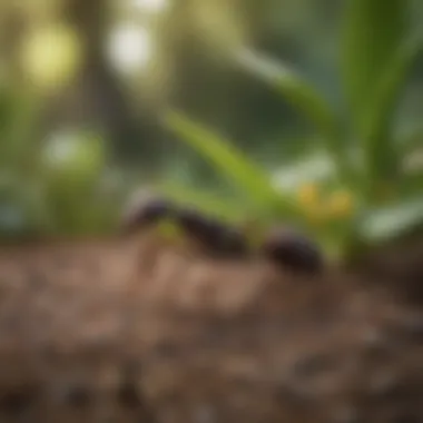 A close-up of various ant species identified in a garden setting