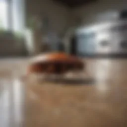Close-up view of cockroach in a kitchen environment