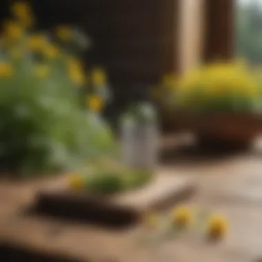 Natural herbicide ingredients displayed on a wooden table